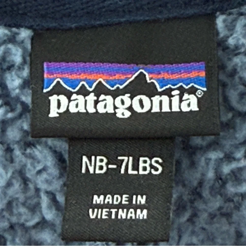 Patagonia Infant Furry Friends Bunting Zip Up Hooded Blue Two Tone Baby Newborn - Picture 5 of 9